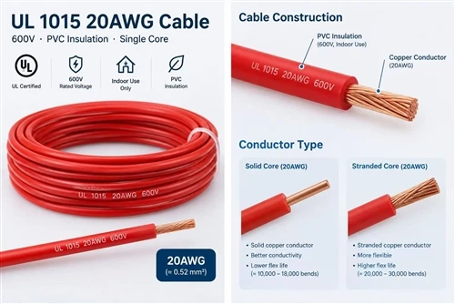 Каков срок службы кабеля UL 1015 20AWG при изгибе?